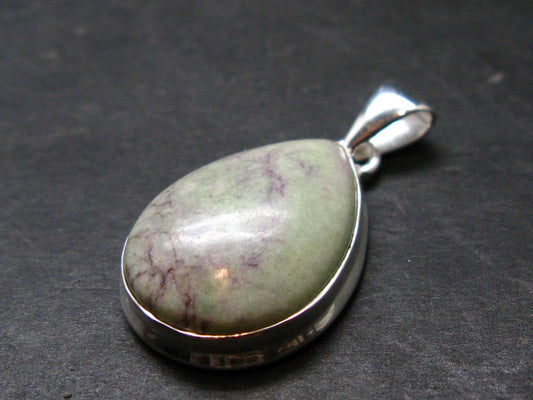 Raw Violet Kämmererite Kammererite Chrome Clinochlore Silver Plated Pendant from Turkey - 1.4" - 7.02 Grams