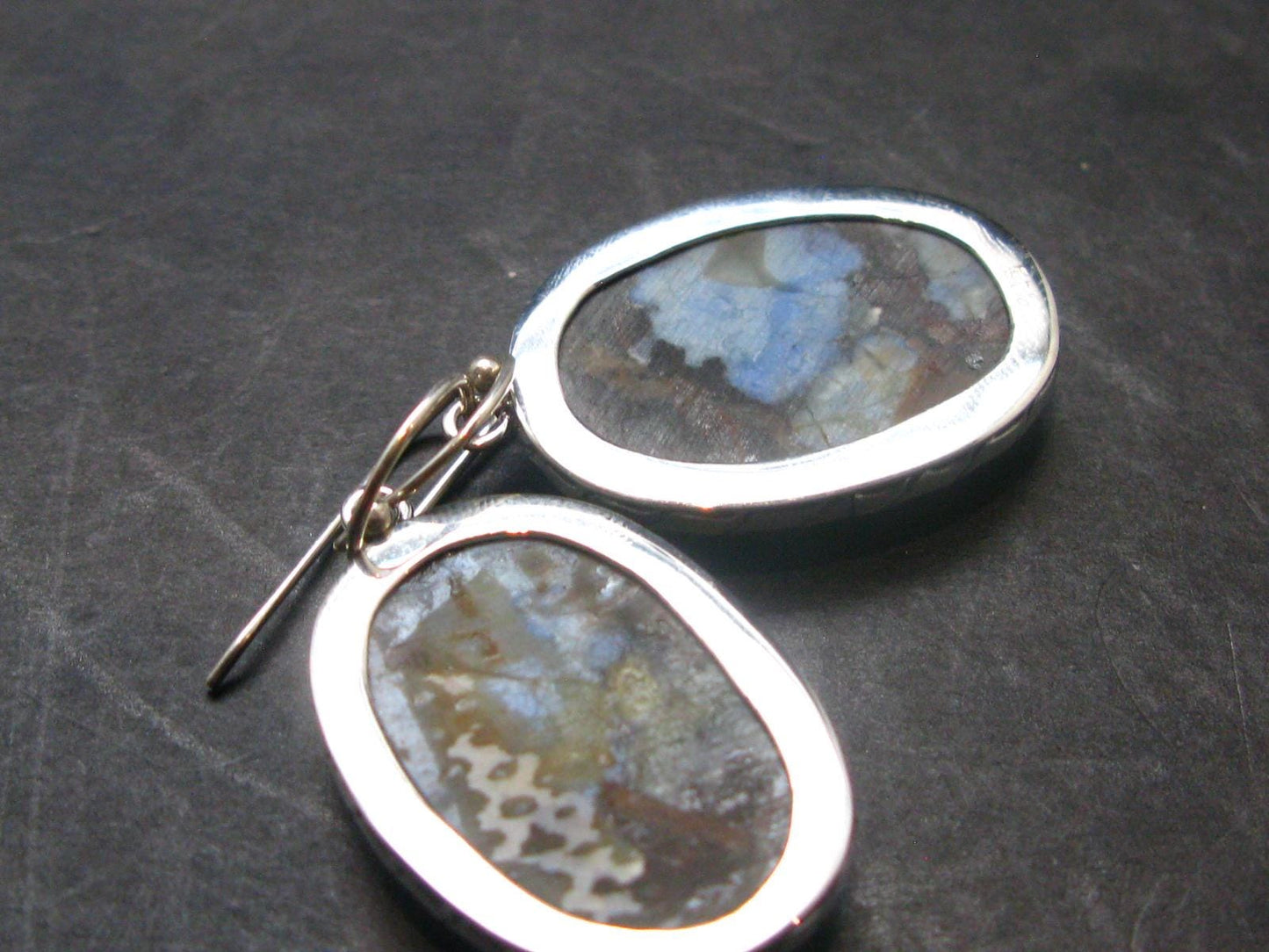 Blue Variscite Sterling Silver Earrings From Utah - 1.4" - 9.58 Grams