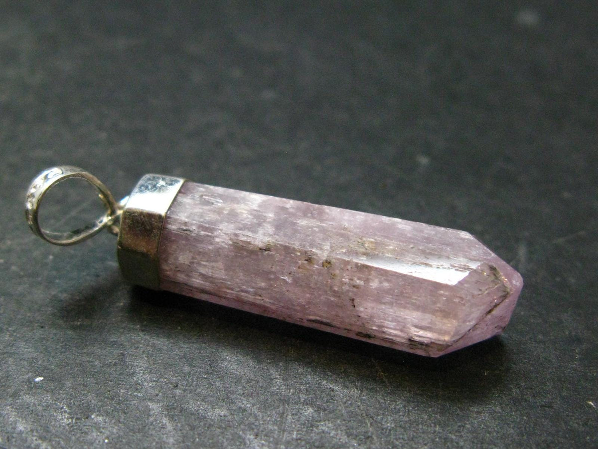 Gem Kunzite Spodumene Pendant in SS From Afghanistan - 1.8" - 6.87 Grams