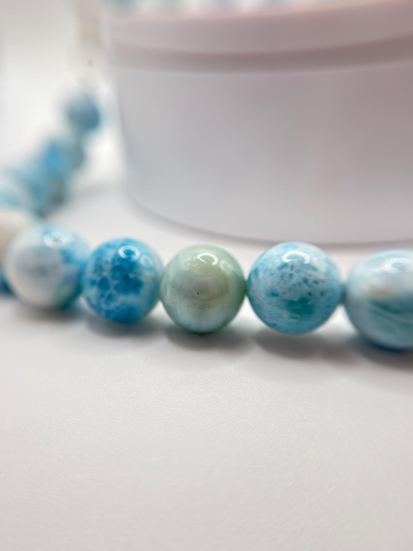 Larimar Beaded Necklace Blue Gemstone Jewelry Ocean Stone Necklace Gift
