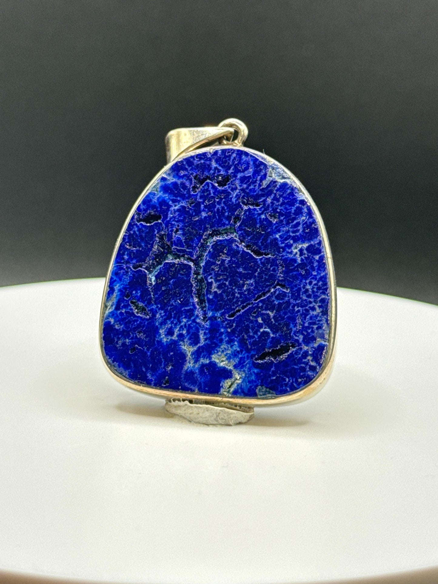 Natural Azurite Statement Charm | Sterling Silver Setting