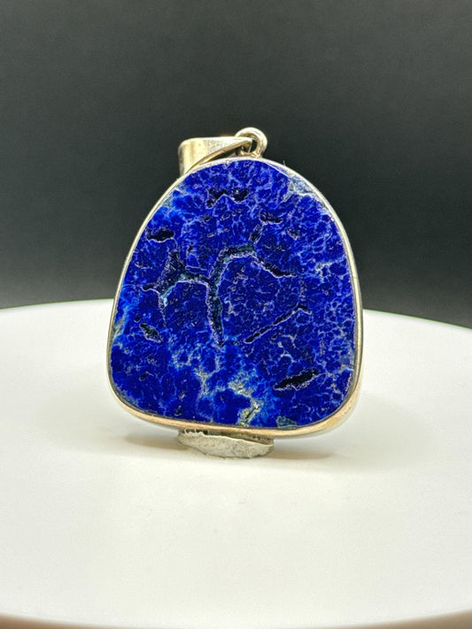 Natural Azurite Statement Charm | Sterling Silver Setting