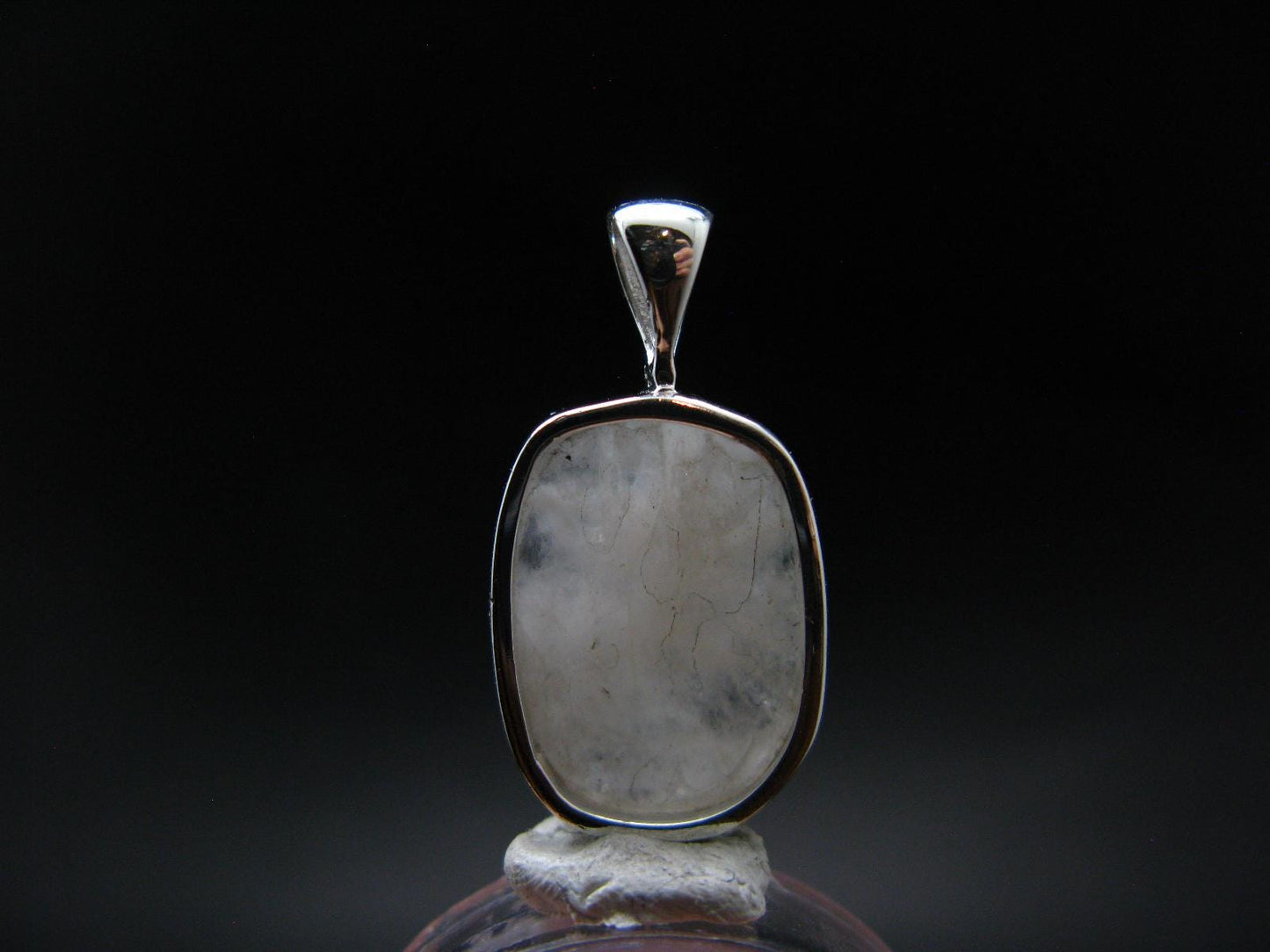 Raw Rare Natrolite Crystal Silver Pendant From Russia - 1.1" - 3.06 Grams