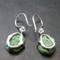 Natural Raw Deep Blue Azurite with Green Malachite Earrings In Sterling Silver From Mexico - 1.3"