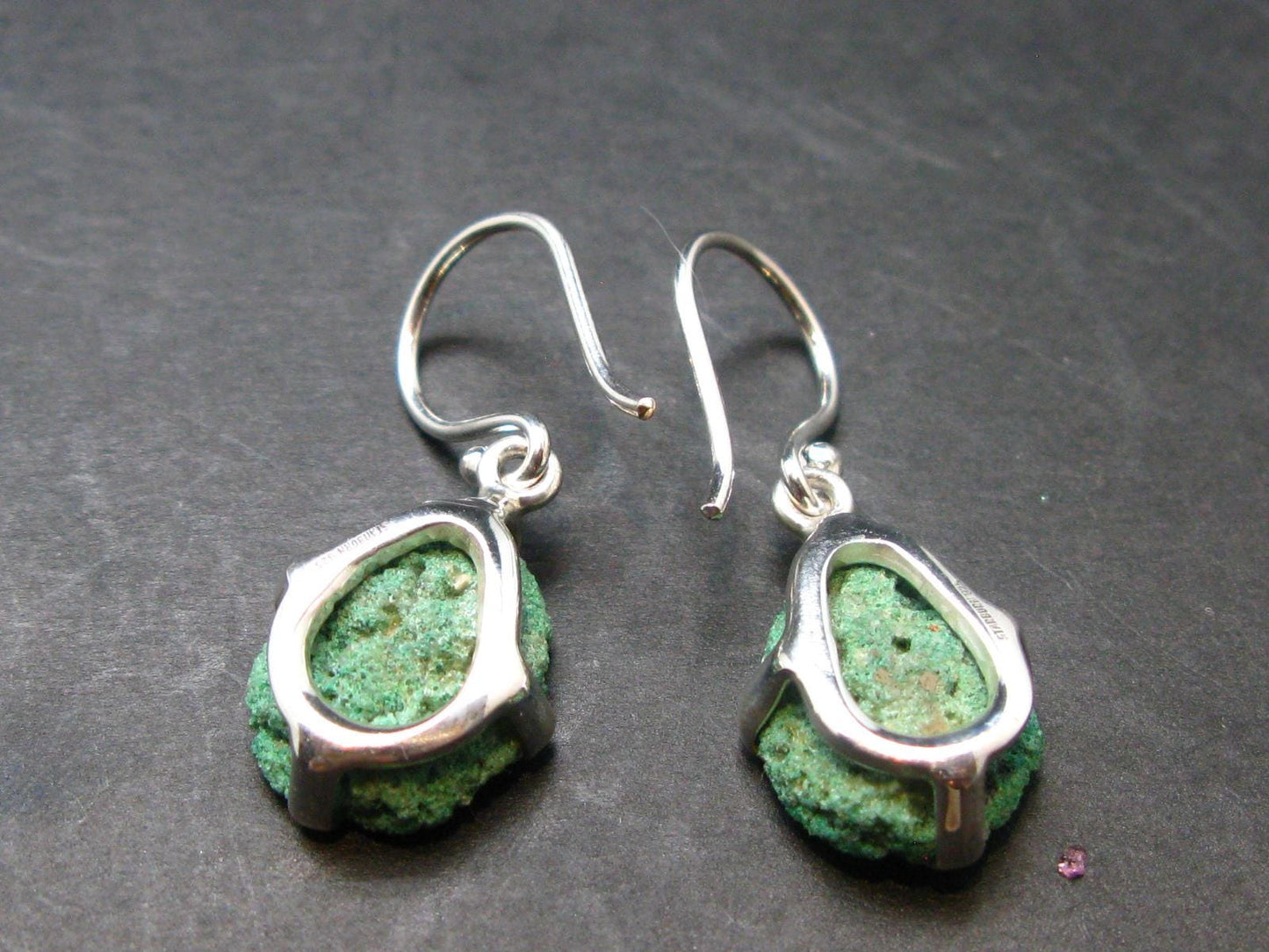 Natural Raw Deep Blue Azurite with Green Malachite Earrings In Sterling Silver From Mexico - 1.3"