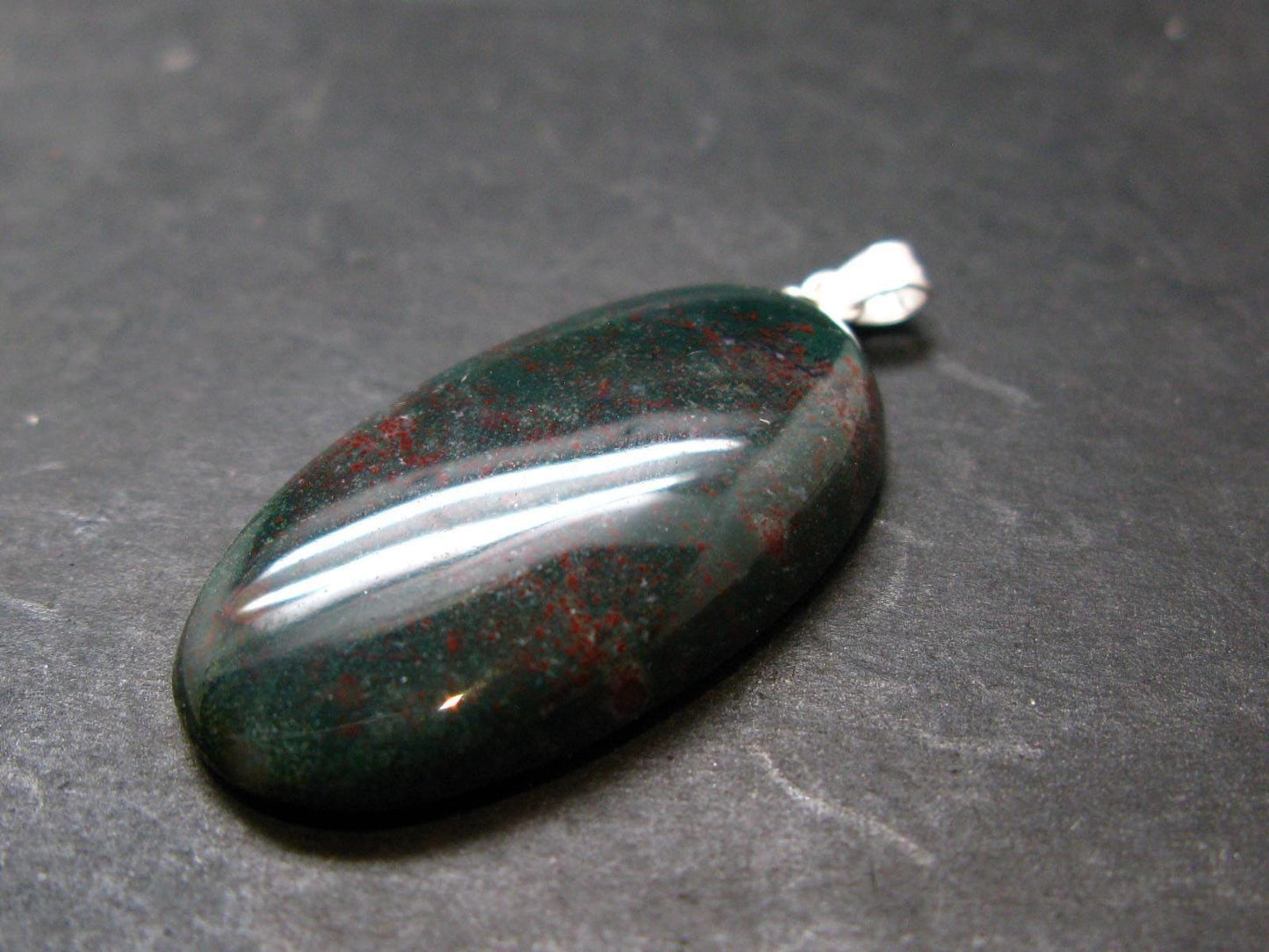Bloodstone Silver Pendant From India - 1.5" - 6.0 Grams