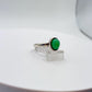 Chrysoprase Oval Ring – Elegant Natural Green Chalcedony Sterling Silver Jewelry - Size 8