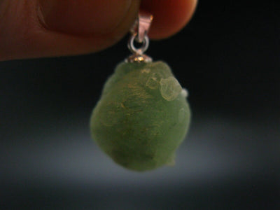 Complete Prehnite Sterling Silver Pendant from Mali - 0.9" - 5.0 Grams