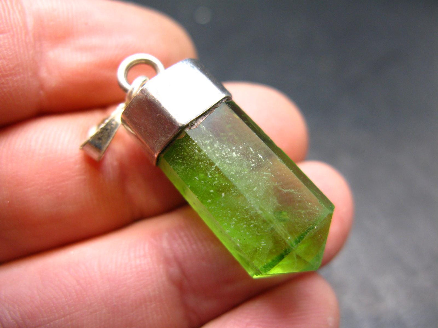 Peridot Olivine Pendant in SS From Arizona - 1.8" - 8.63 Grams
