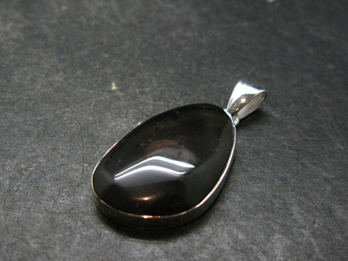 Rare Saffordite Cintamani Stone Pseudotektite Silver Plated Pendant from Indonesia- 5.11 Grams - 1.5"
