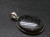 Very Rare Sterling Silver Nuumite Nuummite Pendant From Greenland - 1.4" - 9.3 Grams