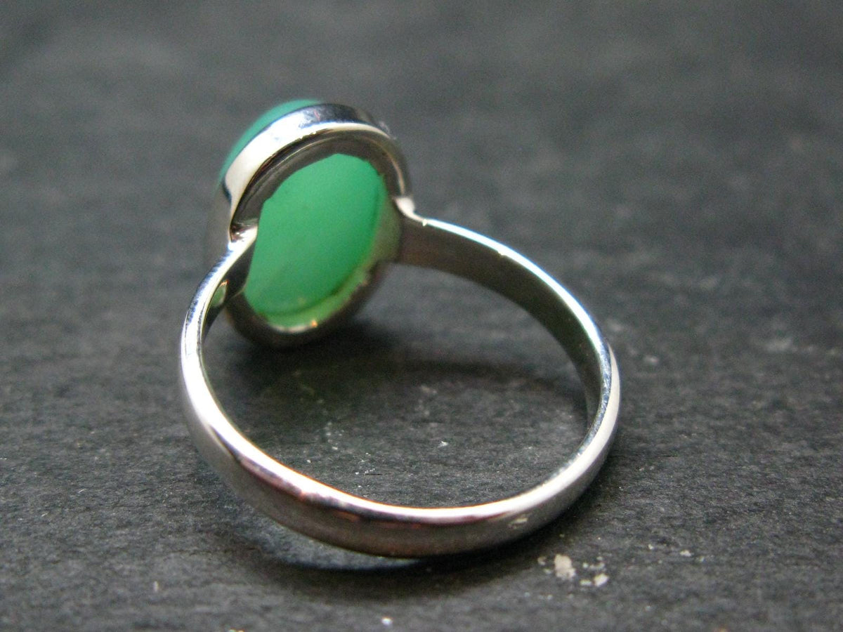 Natural Apple Green Chrysoprase 925 Sterling Silver Ring From Australia - 5.0 Grams - Size 10