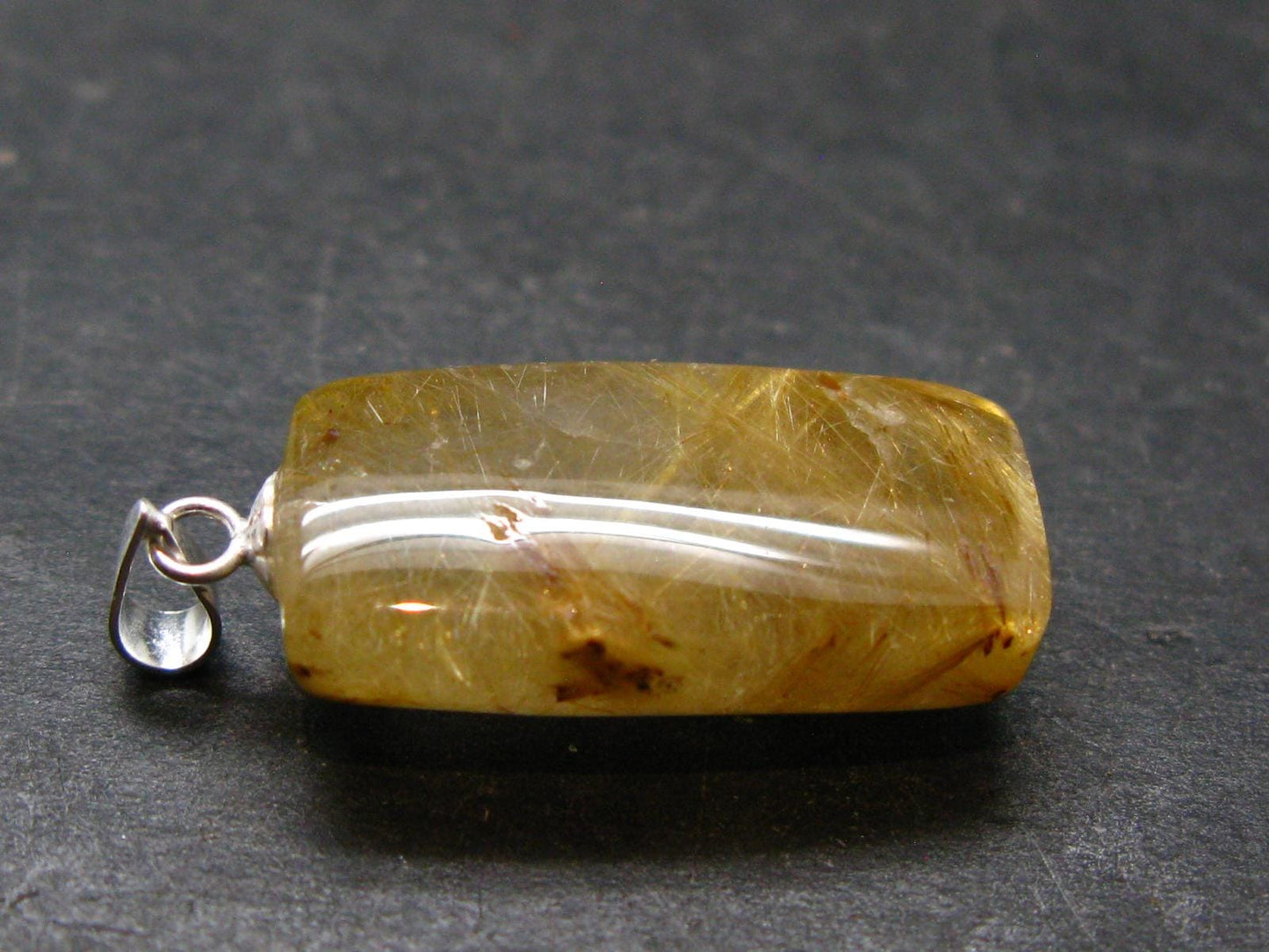 Rutilated Quartz Silver Pendant From Brazil - 1.1" - 3.85 Grams