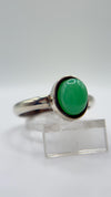Chrysoprase Oval Ring – Elegant Natural Green Chalcedony Sterling Silver Jewelry - Size 8