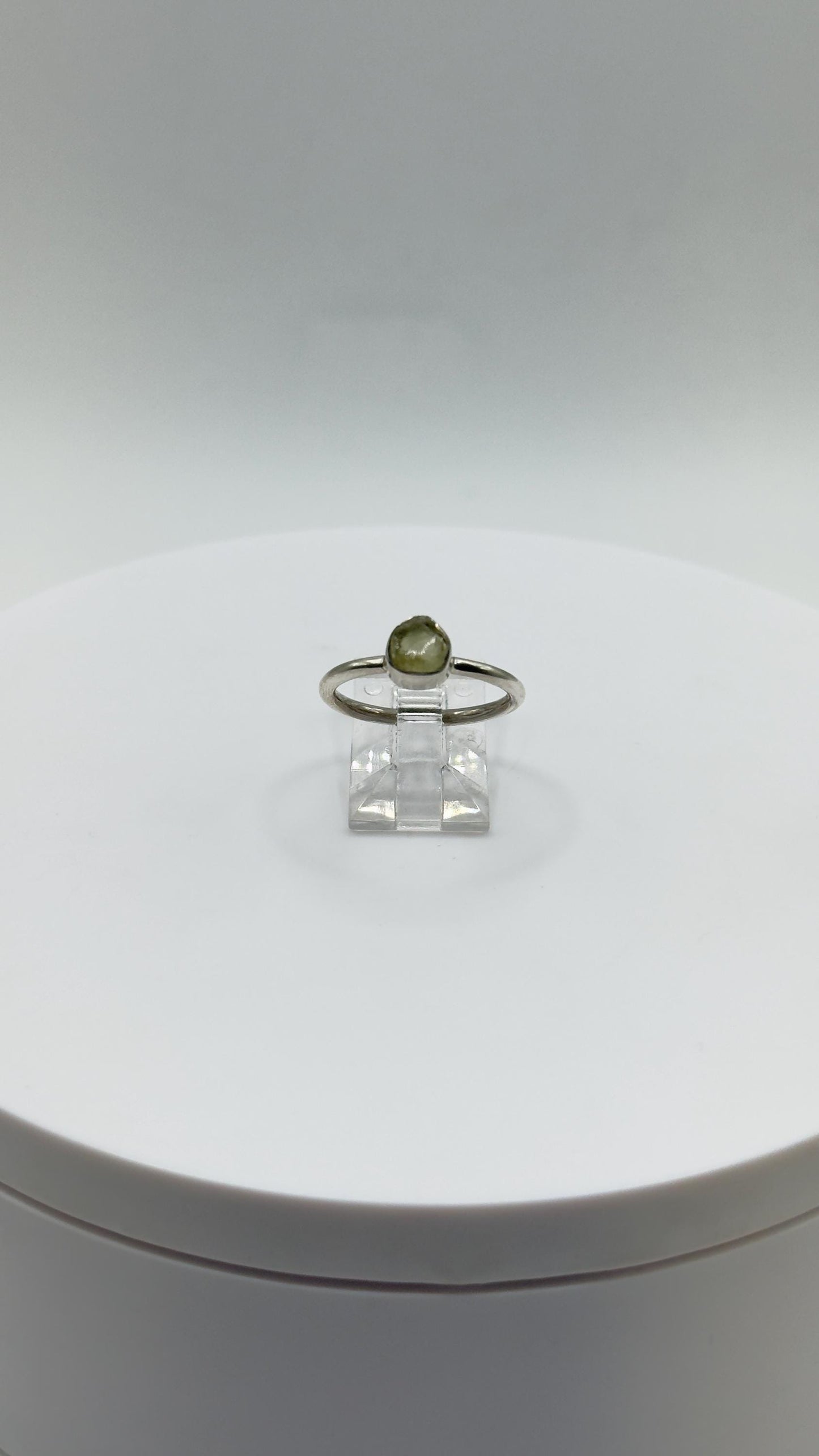 Chrysoberyl Raw Stone Ring Gemstone Silver Minimalist Jewelry Natural Crystal Gift - Sizes: 6, 7, 8