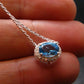 Elegant Genuine Solitaire Sky Blue Topaz Sterling Silver Pendant with CZ From Brazil With Chain - 17" - 2.12 Grams