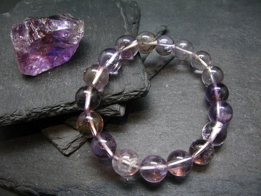 Ametrine Genuine Bracelet ~ 7.5 Inches ~ 13mm Round Beads