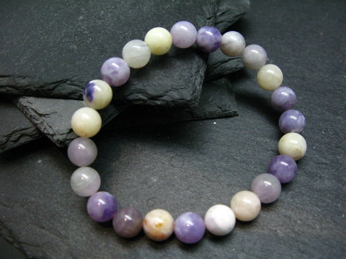 Tiffany Stone Violet Opal Genuine Bracelet ~ 7 Inches ~ 8mm Round Beads