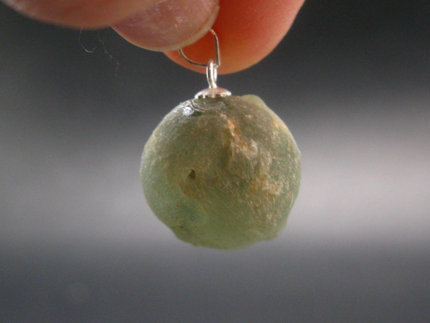 Complete Prehnite Sterling Silver Pendant from Mali - 0.9" - 6.47 Grams