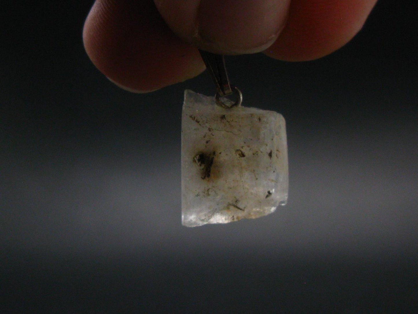 Rare Clear Natrolite Crystal Silver Pendant From Tanzania - 0.8" - 1.71 Grams