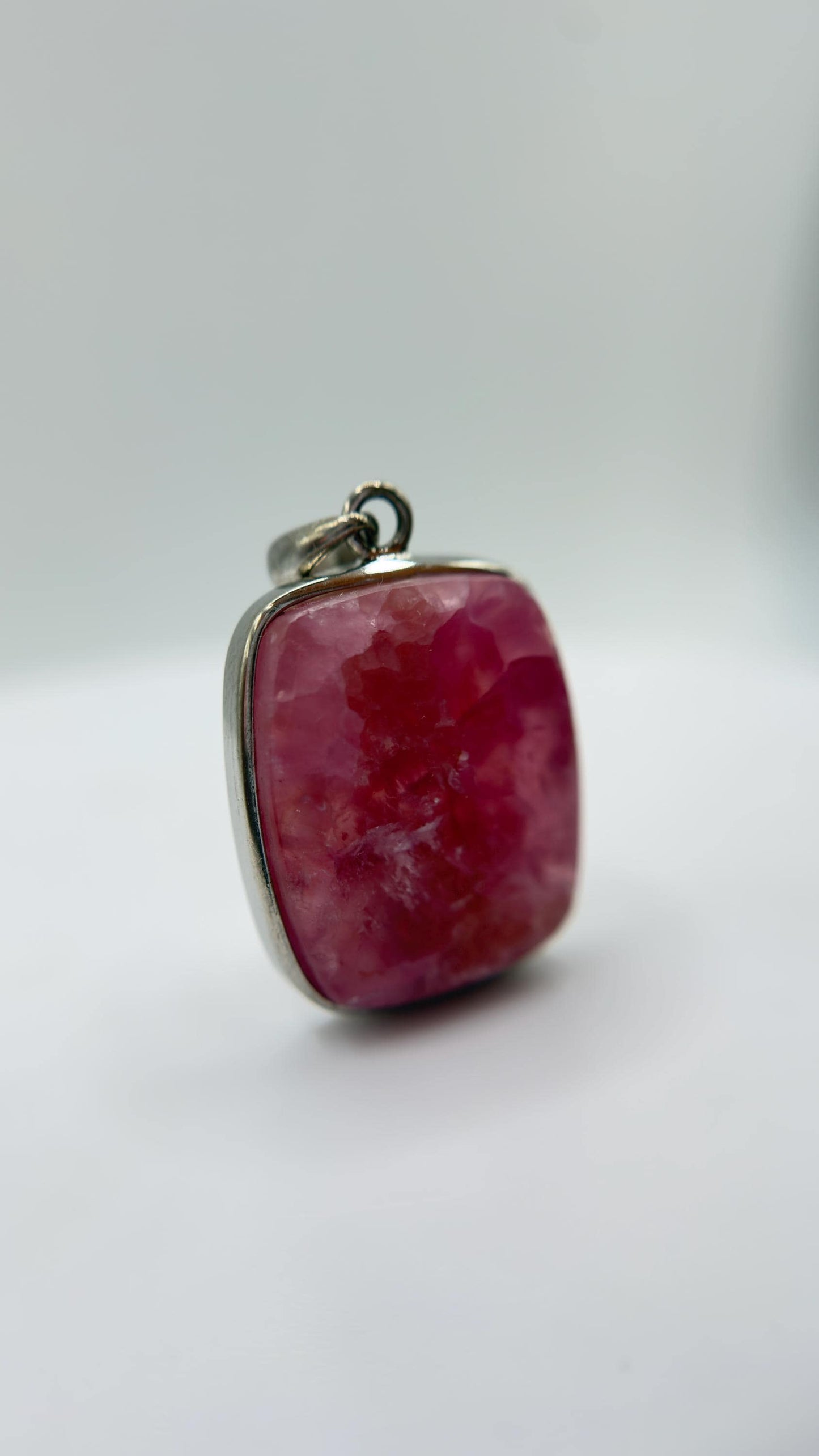 Cobalto Calcite Silver Pendant Pink Crystal Gemstone Necklace Natural Stone Unique Jewelry Gift