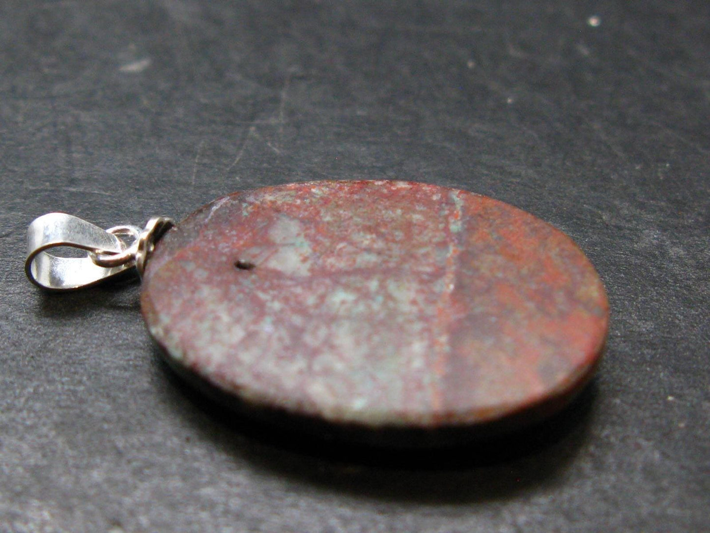 Crimson Cuprite w/ Chrysocola Silver Plated Pendant from Mexico - 1.2" - 2.33 Grams