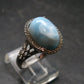 Larimar AAA Quality Sterling Silver Ring - Size 8.25 - 4.67 Grams