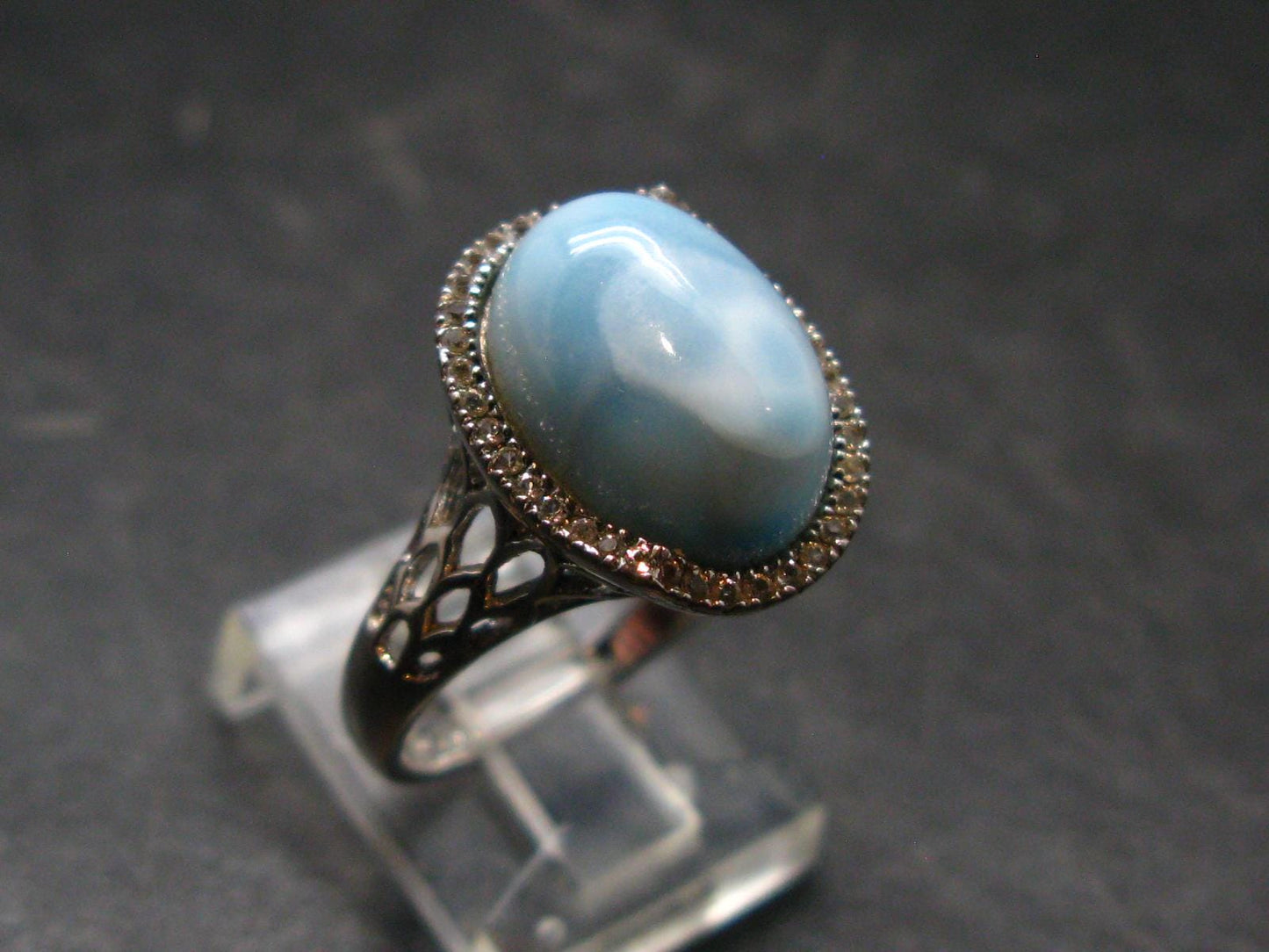 Larimar AAA Quality Sterling Silver Ring - Size 8.25 - 4.67 Grams
