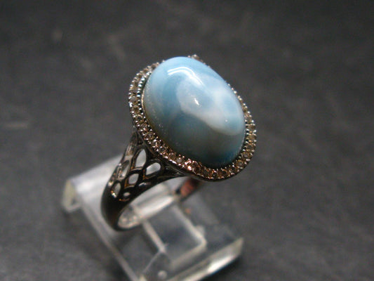 Larimar AAA Quality Sterling Silver Ring - Size 8.25 - 4.67 Grams