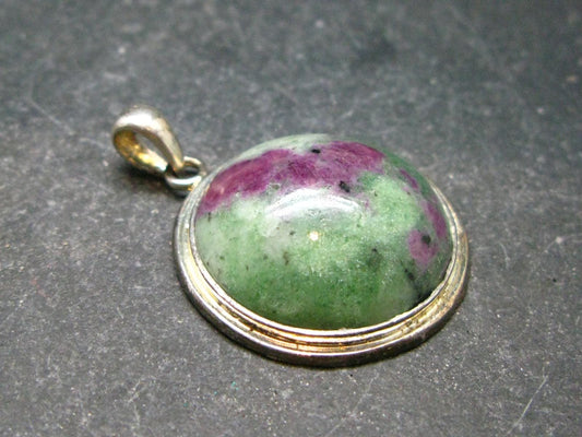 Ruby In Zoisite Silver Pendant from Tanzania - 1.2"