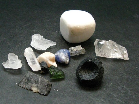 Synergy 12 Set Phenakite Moldavite Natrolite Petalite Danburite Tektite Scolecite Herderite Tanzanite Brookite 48.41 Gr