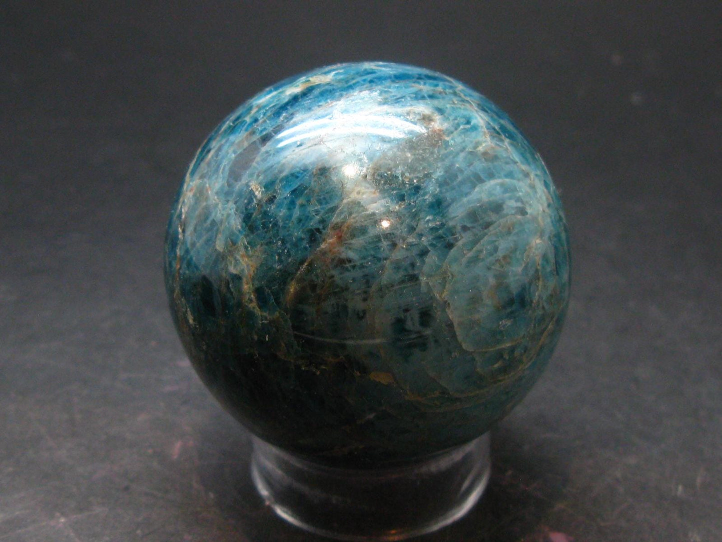 Large neon blue Apatite sphere from Madagascar- 212.68 - 1.9"