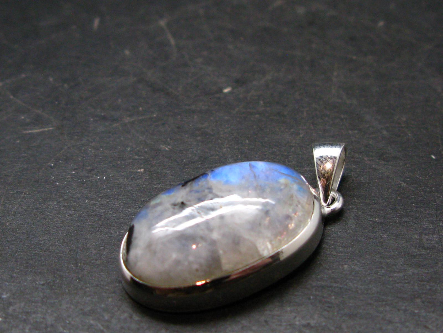 Natural Glow From Inside Moonstone Silver Plated Pendant - 1.3" - 6.31 Grams