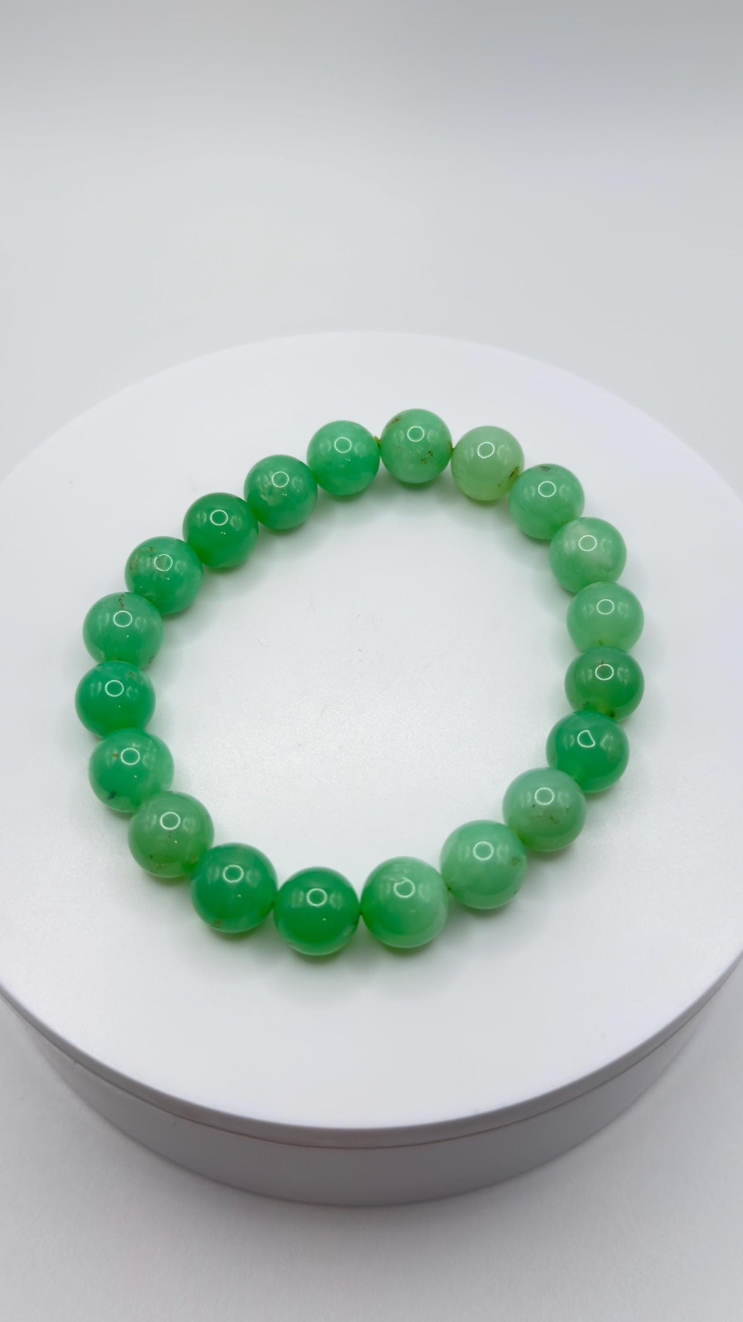 Green Chrysoprase Round Bead Bracelet – Natural Stretch Jewelry - Weight 29.16 g