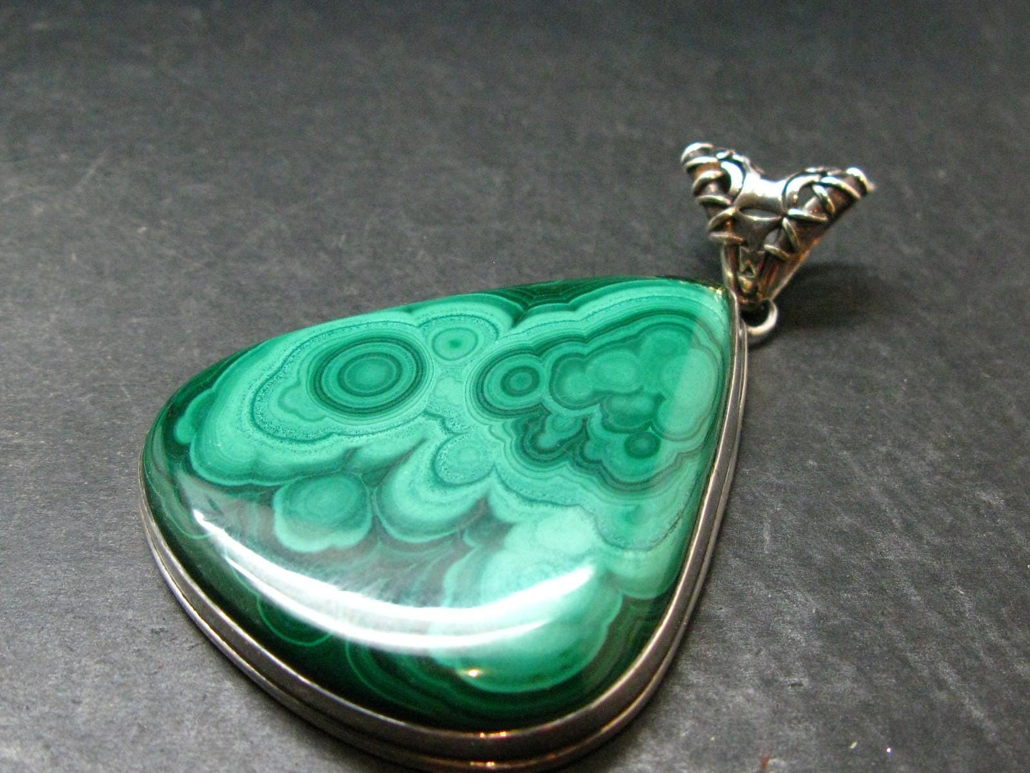 Queen of Green!! Genuine Vivid Vibrant Green Malachite Sterling Silver Pendant - 3.2" - 71.22 Grams