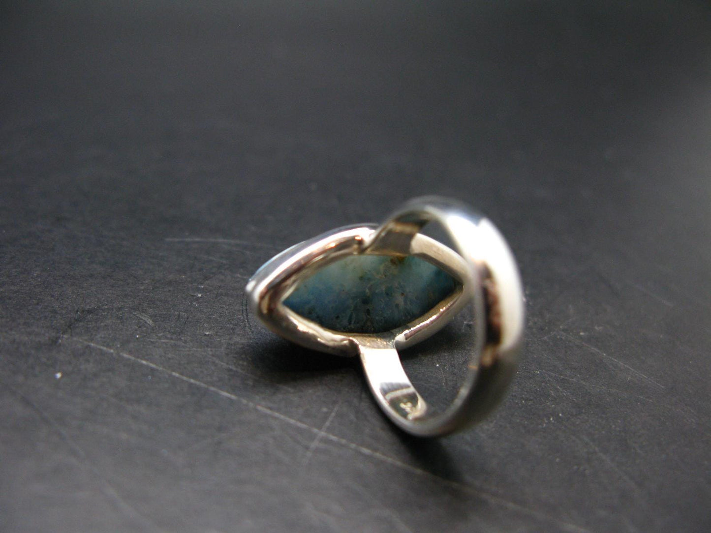 Blue Ice Glacierite Silver Ring from Indonesia - Size 5- 5.97 Grams