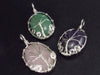 Set of 3 Natural Gem Green Aventurine Rose Quartz Amethyst Pendant Tree of Life