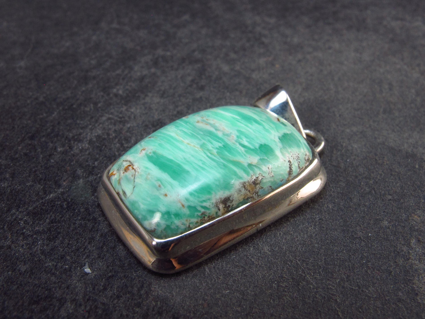 Rare Variscite Sterling Silver Pendant from Utah - 1.3" - 7.0 Grams
