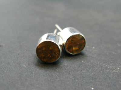 Fabulous! Untreated Gem Faceted Imperial Topaz Stud Silver Earrings from Brazil - 0.6" - 1.84 Grams