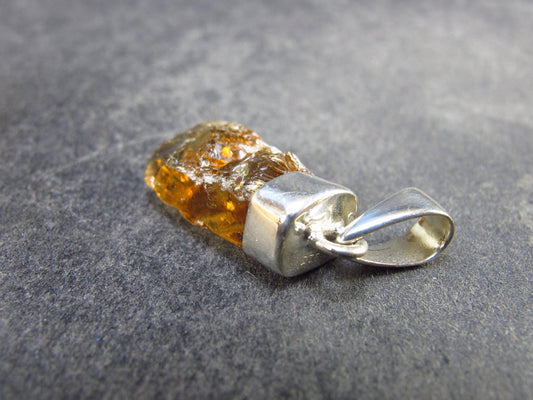 Natural Unheated Citrine Sterling Silver Pendant from Zambia - 1.1" - 2.23 Grams