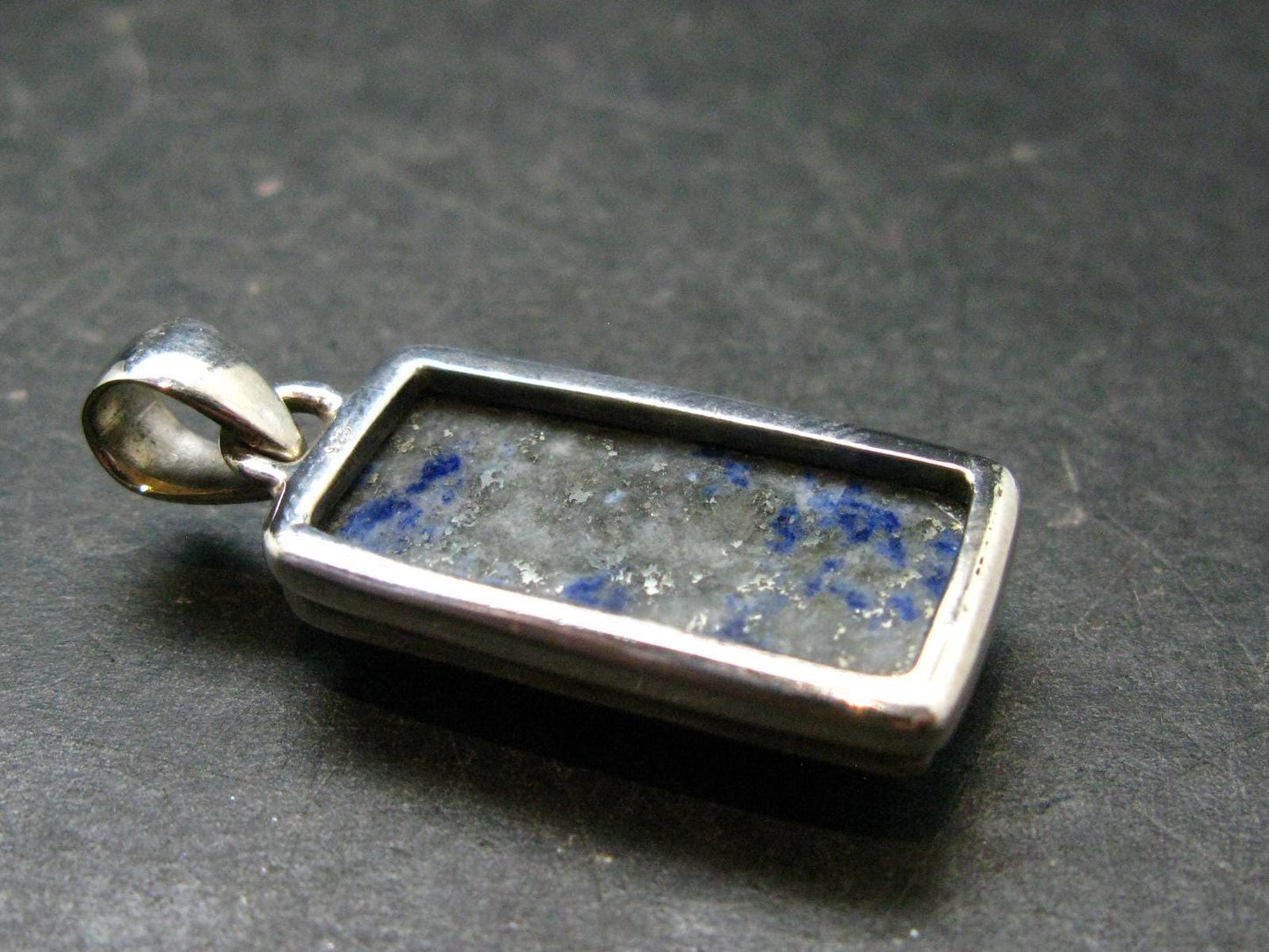 Lapis Lazuli Silver Pendant From Afghanistan - 1.5" - 9.27 Grams