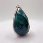 Chrysocolla Pendant Faceted Blue Green Gemstone Silver Necklace Statement Jewelry Natural Stone Gift