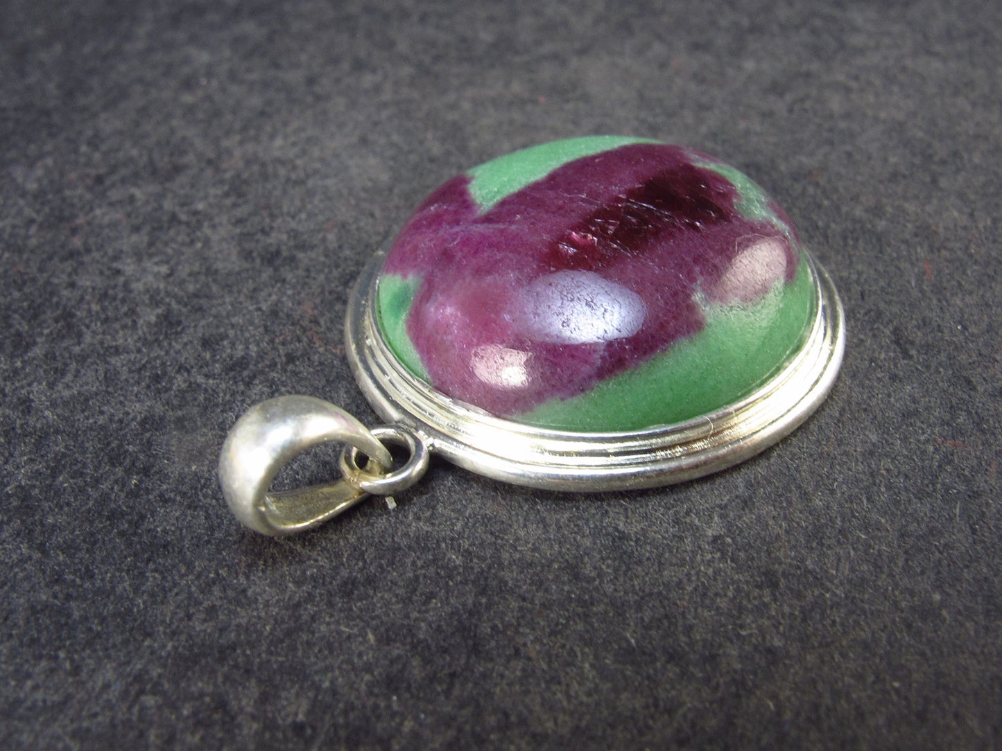 Ruby In Zoisite Silver Pendant from India - 1.3" - 6.7 Grams