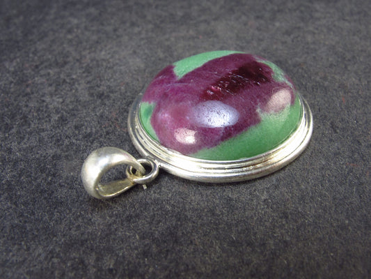 Ruby In Zoisite Silver Pendant from India - 1.3" - 6.7 Grams
