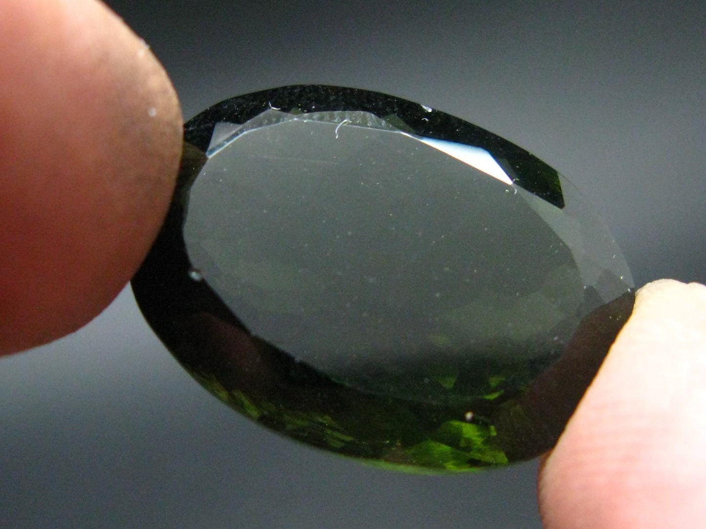 Moldavite Tektite Gem Cut Facetted Stone from Czech Republic - 19.50 Carats - 23x17mm