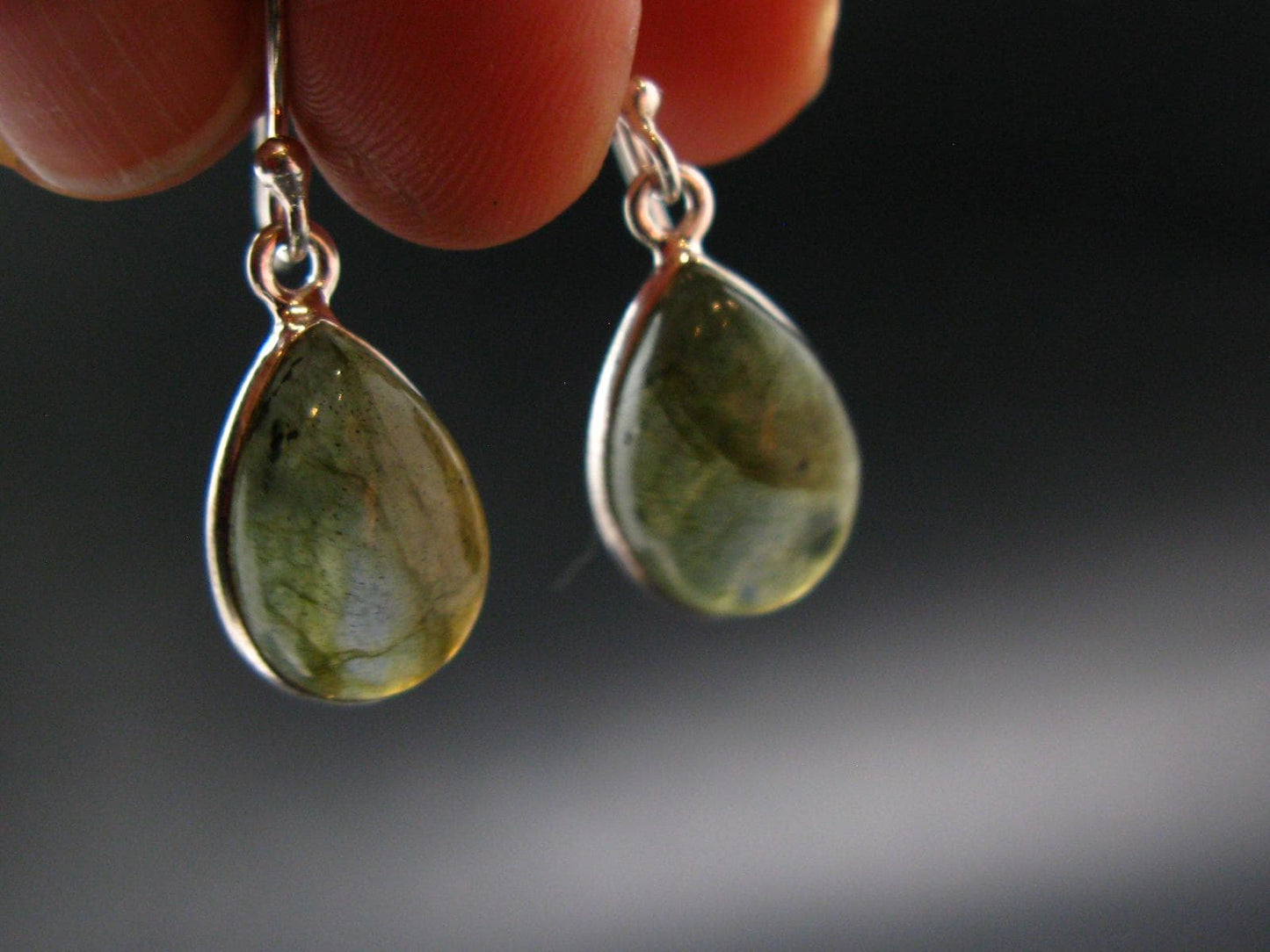Blue Labradorite Silver Earrings From Madagascar - 3.74 Grams