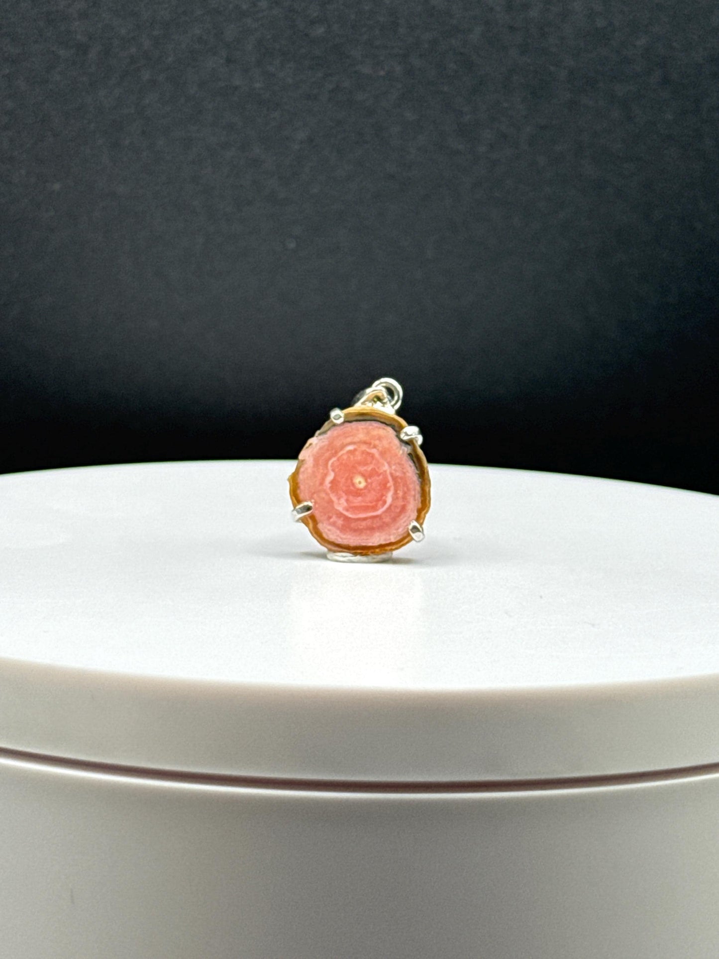 Natural Rhodochrosite Pendant in Sterling Silver | Pink Crystal Necklace Charm | Jewelry Gift