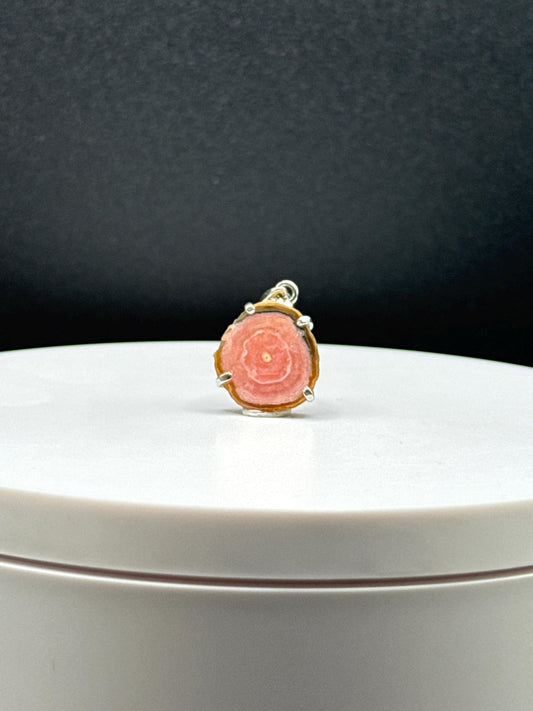 Natural Rhodochrosite Pendant in Sterling Silver | Pink Crystal Necklace Charm | Jewelry Gift
