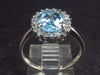 Natural Oval Shaped Blue Topaz Crystal Sterling Silver Ring with CZ - Size 7.75 - 2.71 Grams