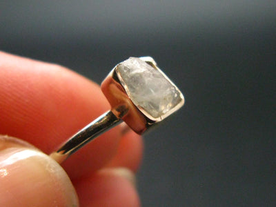 Euclase Crystal Silver Ring From Brazil - Size 6 - 1.98 Grams